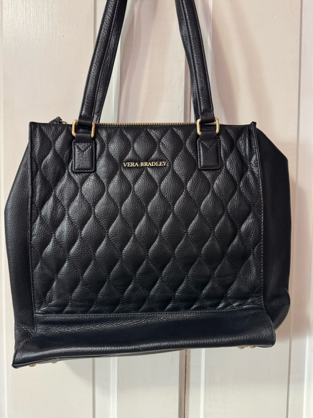 Vera Bradley Black Quilted Tote with Gold Hardware